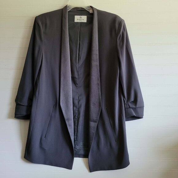 Babaton Aritzia Jacket Womens 6 Gray Open Front Blazer Layered Sleeve Academia - Picture 1 of 11